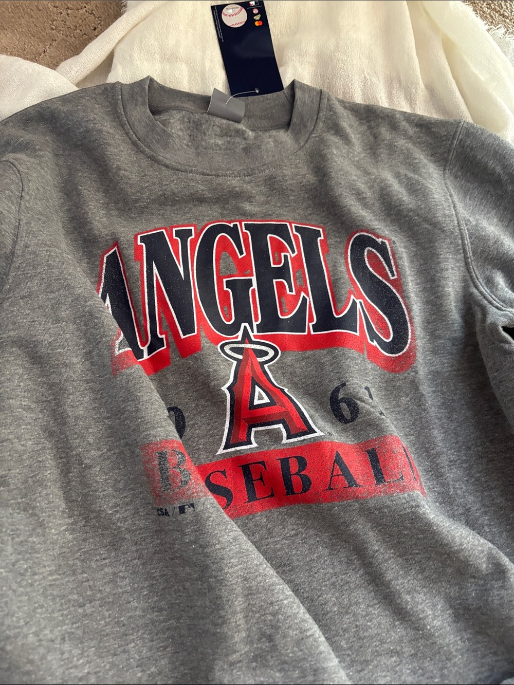 Angels Gray Sweatshirt with Red & Navy Graphic with tags